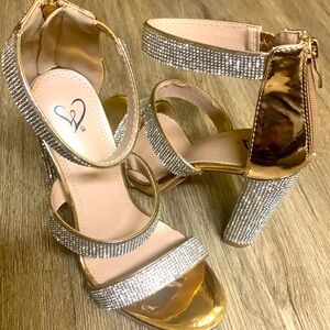 Rhinestone gold heels